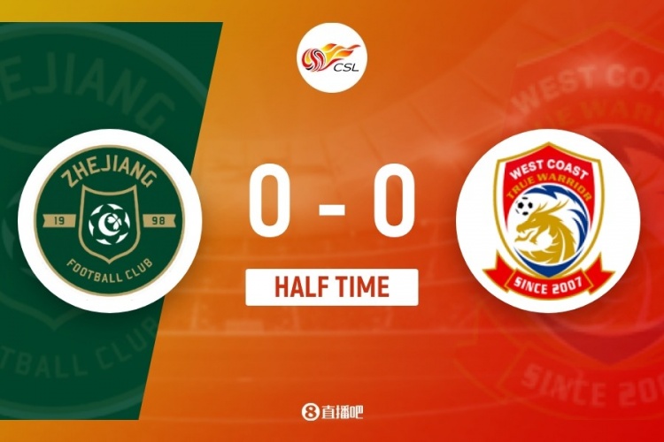 半场-浙江0-0青岛西海岸 陶强龙远射中柱王钰栋表现活跃赵博神扑