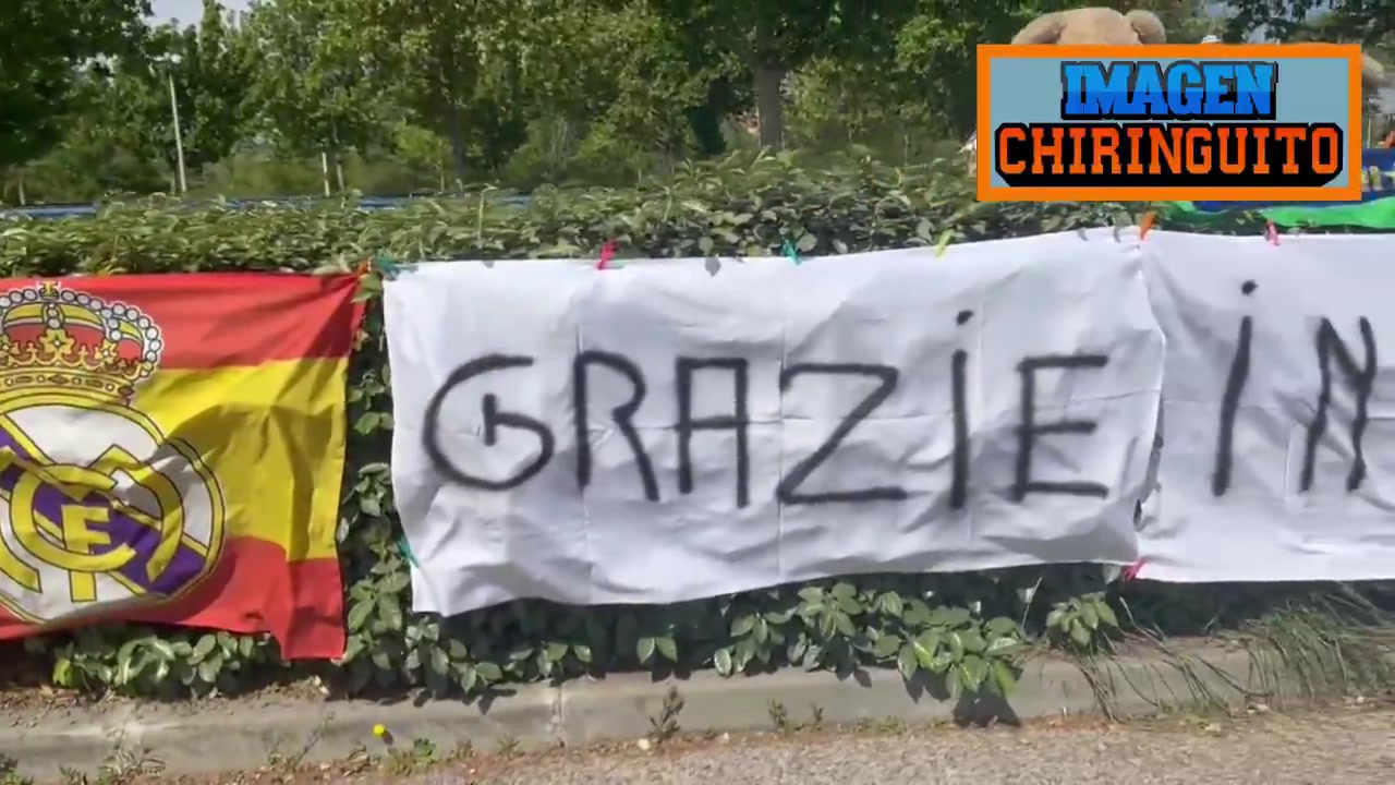 感谢！巴萨遭淘汰后皇马基地外现标语感谢国米，周末将迎国家德比