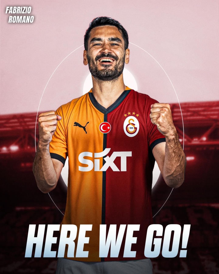 HWG！罗马诺：曼城中场京多安免签加盟加拉塔萨雷，双方签约2年