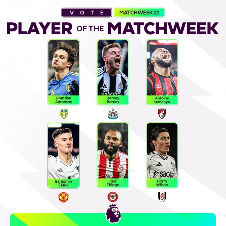 英超第21轮最佳球员候选：塞梅尼奥、舍什科、巴恩斯、伊戈尔在列